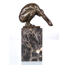 Nackte männliche Deco Nude Player Kunst Handwerk Bronze Statue TPE-719